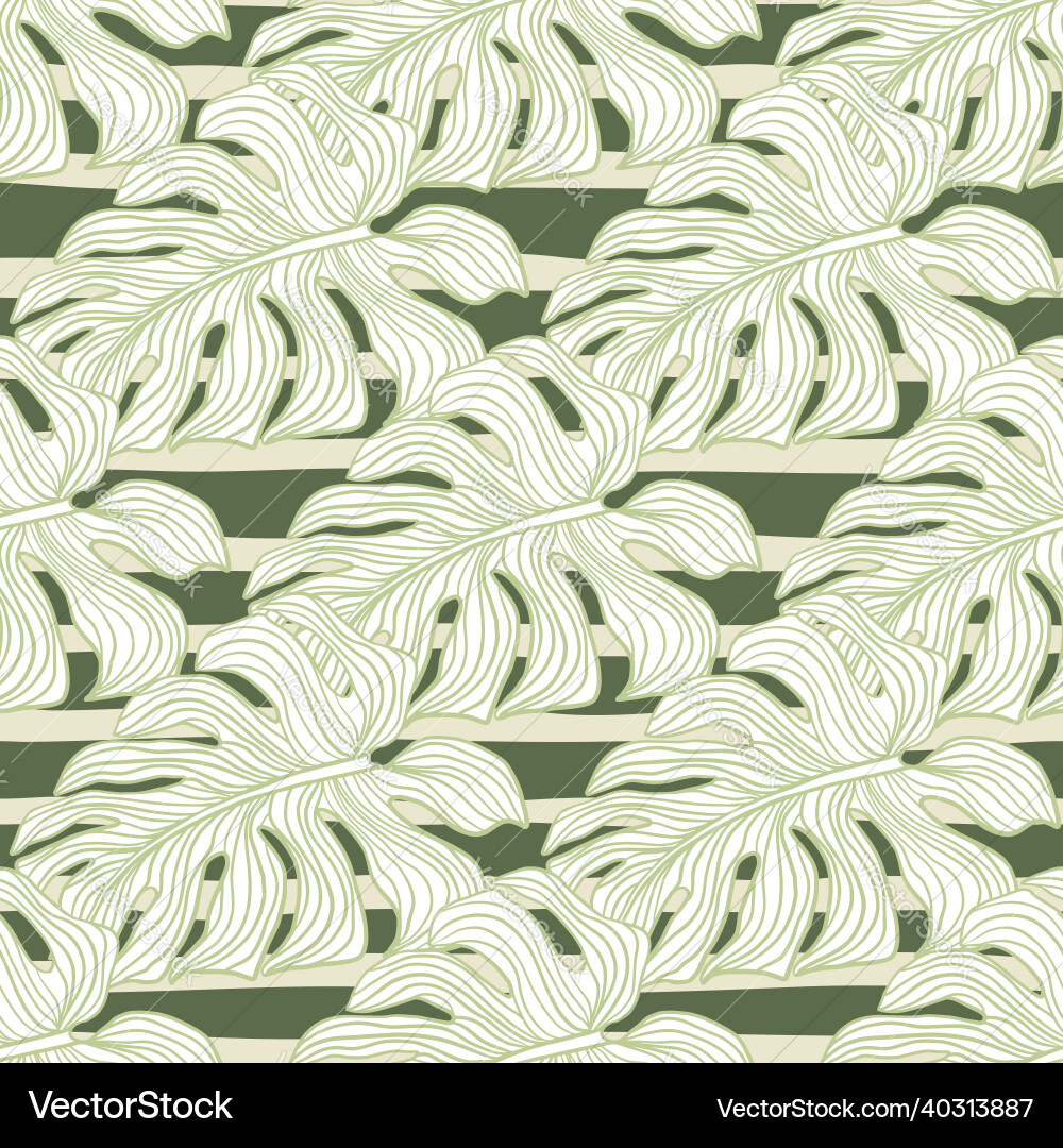 Linear monstera Umriss nahtloses Muster tropische Linear monstera Umriss nahtloses Muster tropische vektorbild
