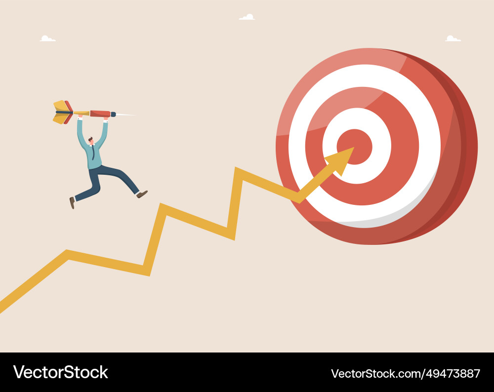 Man with dart runs along arrow to board Man with dart runs along arrow to board vector image