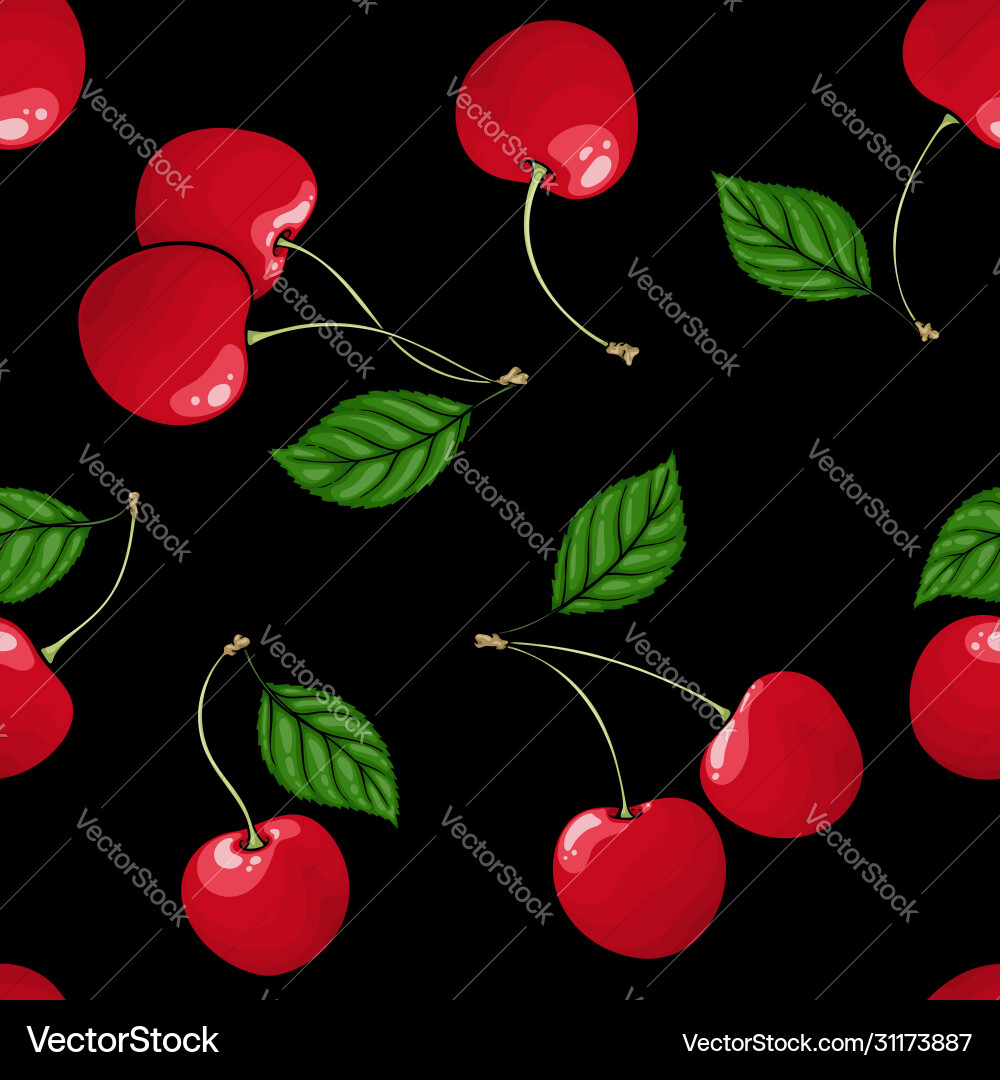 Red Cherry Seamless Pattern vector image