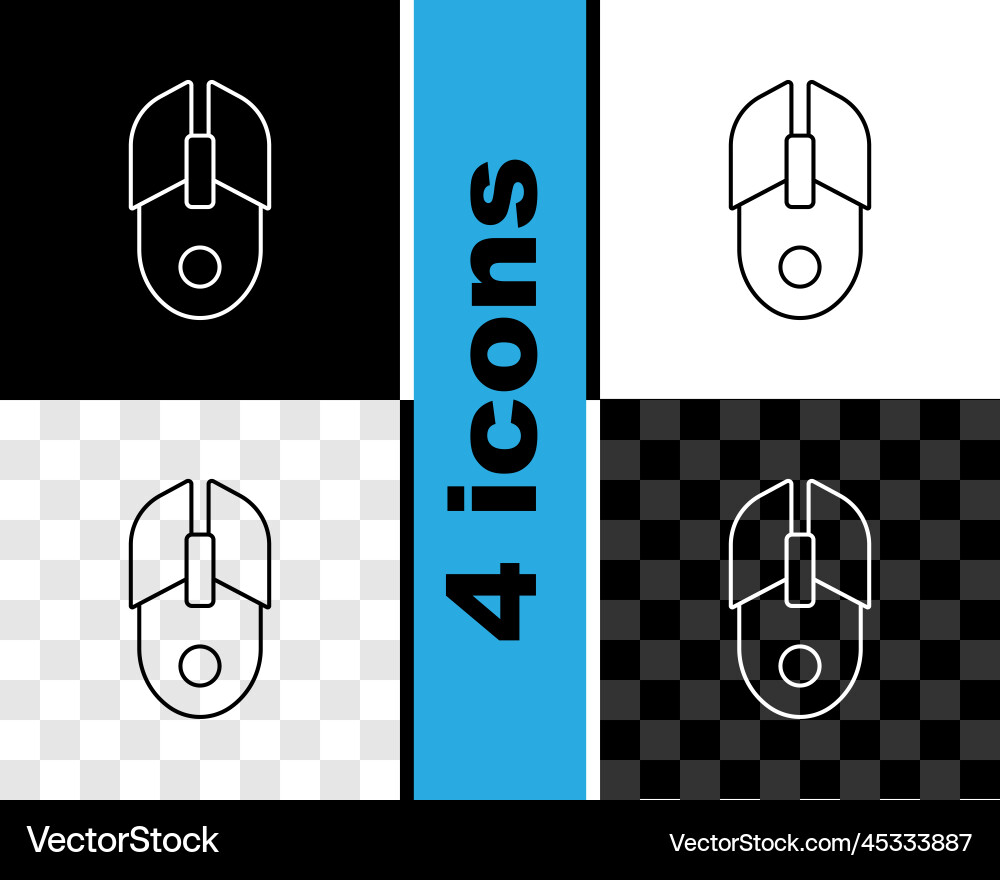 Set line computer mouse icon isolated on black Set line computer mouse icon isolated on black vector image