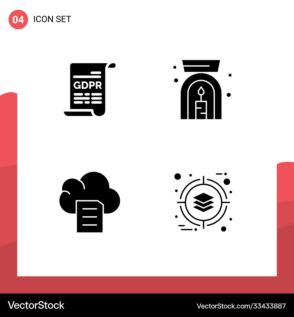 User interface pack 4 basic solid glyphs Vector Image