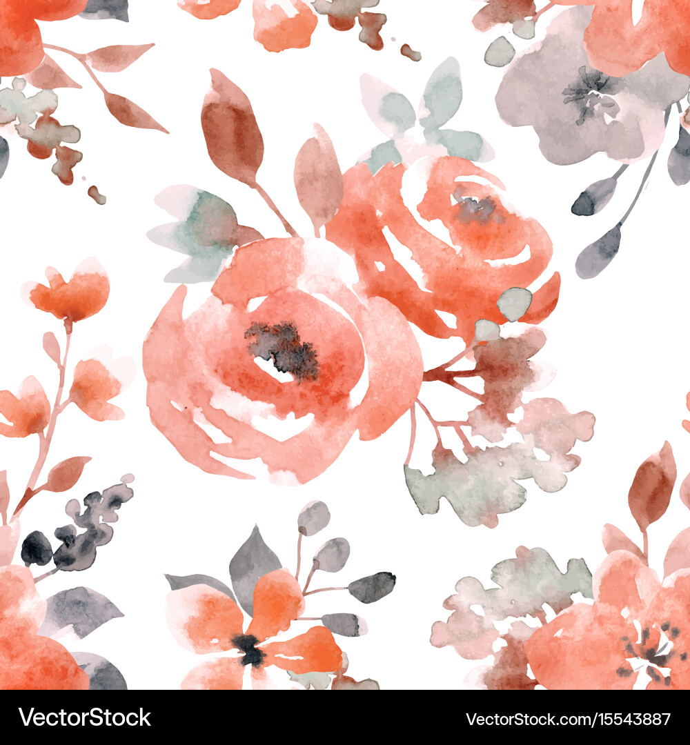 Watercolor Floral Seamless Pattern vector image