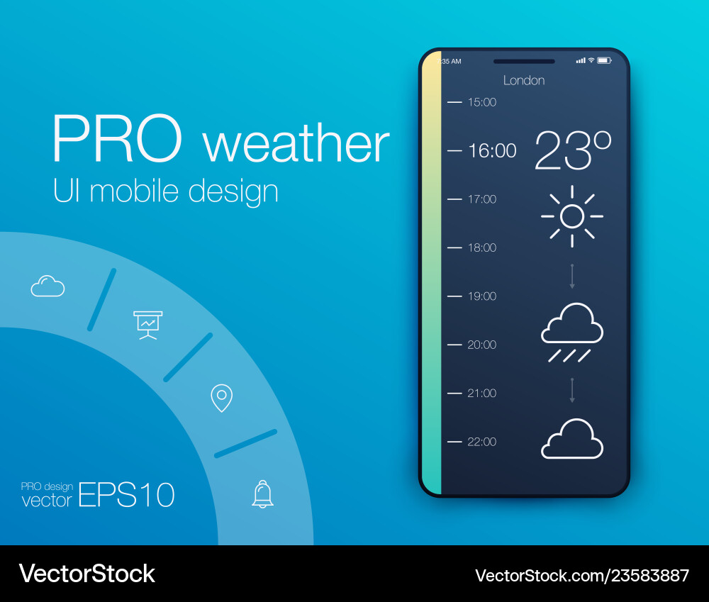 Weather App UI Mockup - Climate Forecast vector image