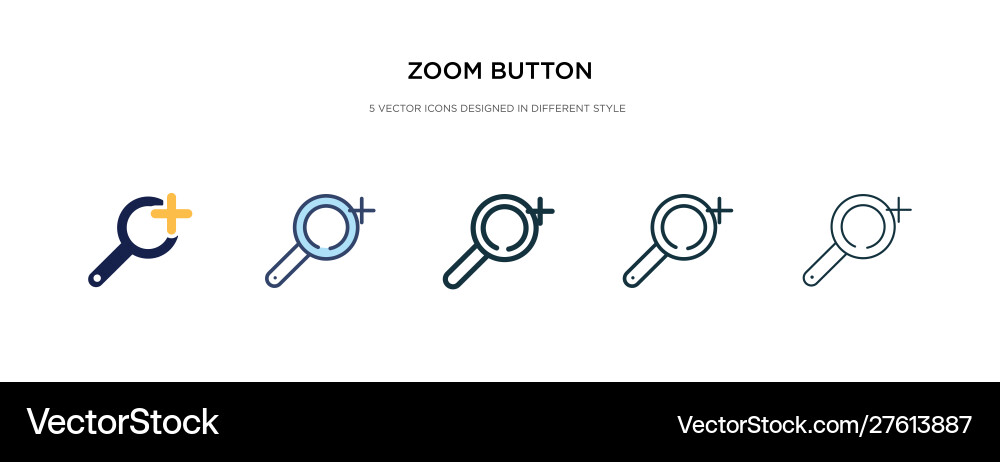 Zoom button icon in different style two colored Zoom button icon in different style two colored vector image