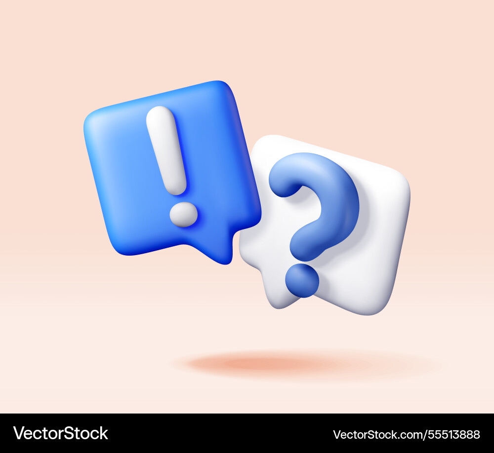 3d question and exclamation marks in speech bubble 3d question and exclamation marks in speech bubble vector image