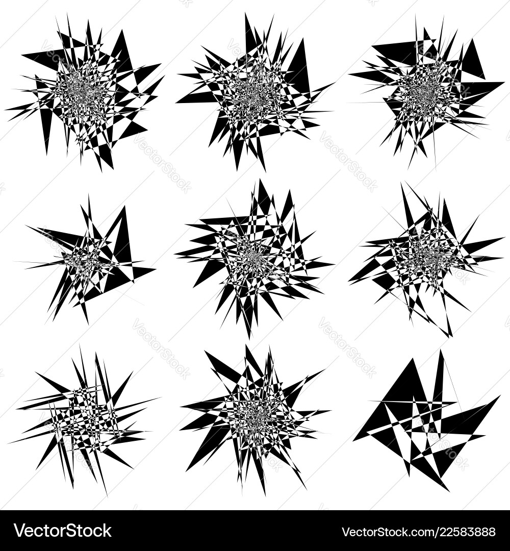 9 different edgy shattered shape set abstract 9 different edgy shattered shape set abstract vector image