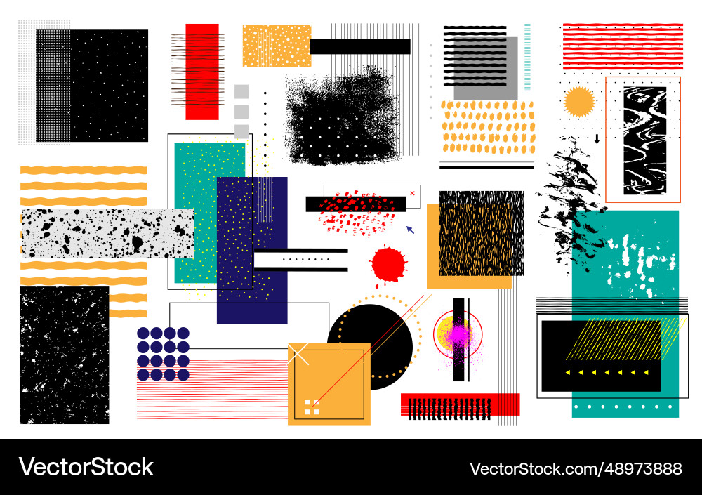 Abstract shapes and textures set design vector image