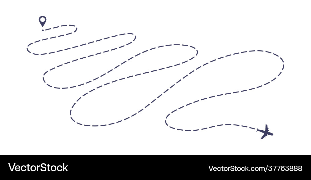Airplane dashed line path flat style design Vector Image