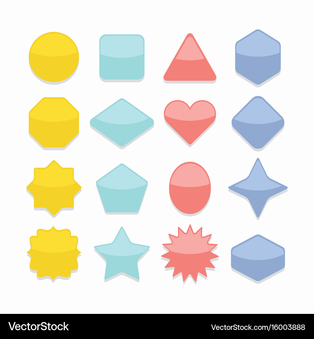 Basic colorful geometrical shape web buttons set vector image