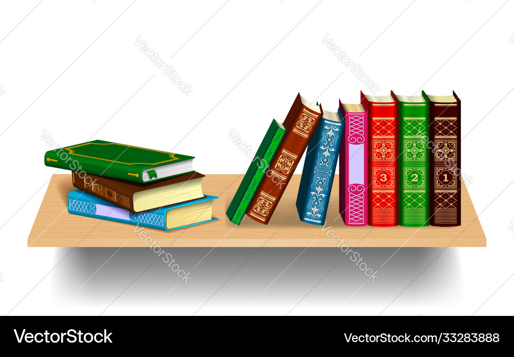 Bookshelf Stack and Row Vector Image