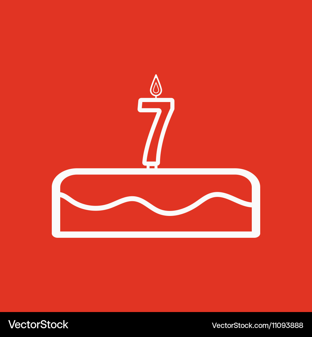 Cake with candles in the form of number 7 icon Vector Image