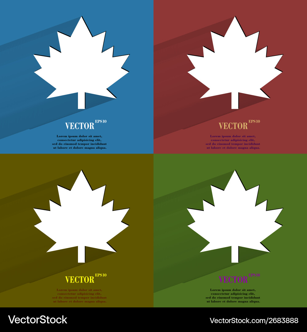 Color set maple leaf flat modern web button Vector Image