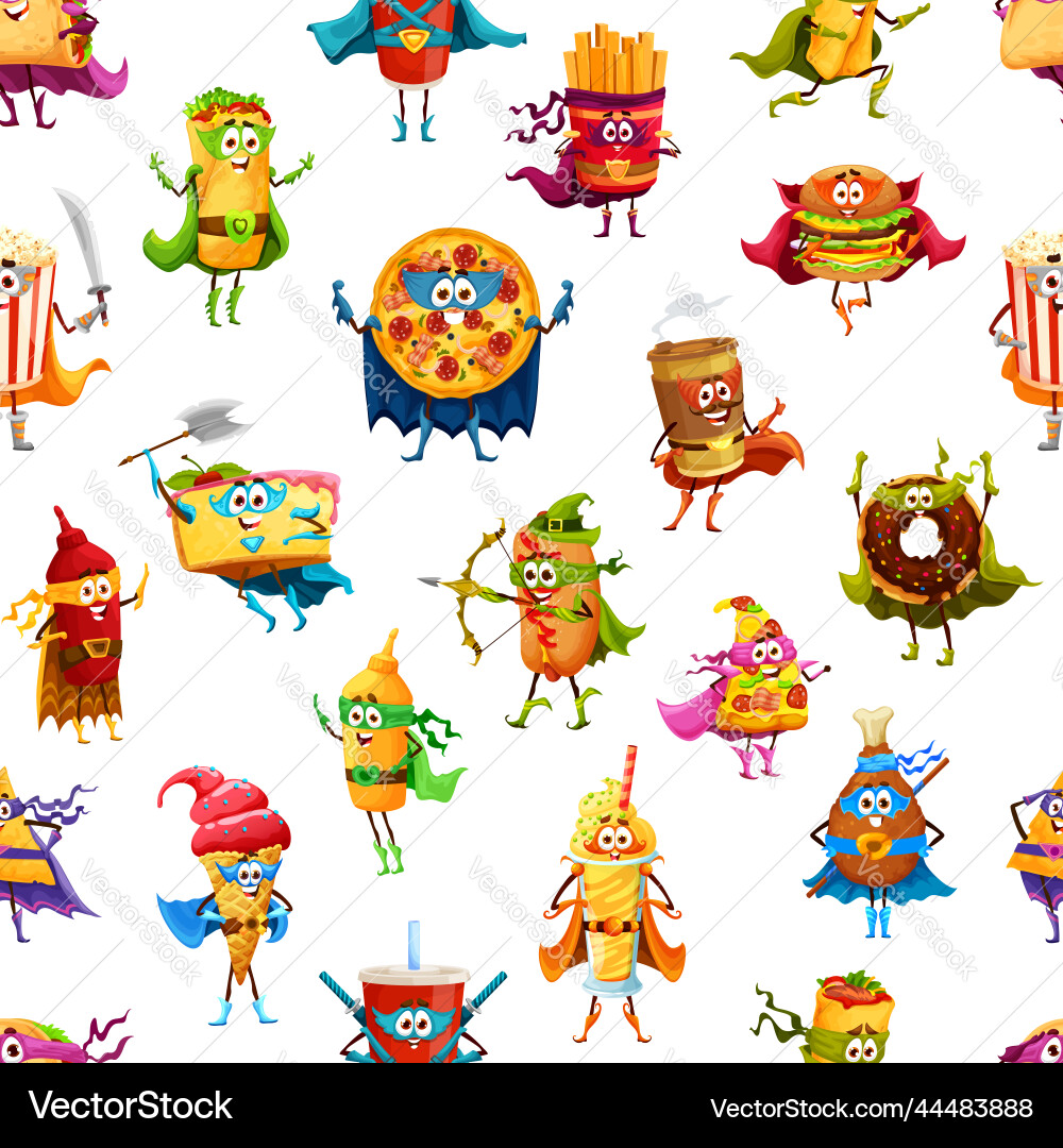 Fast Food Hero Characters Pattern vector image