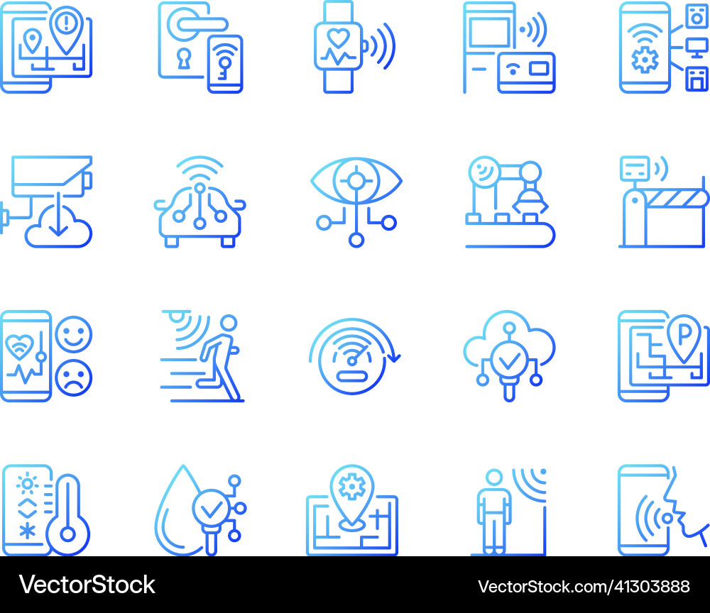 Iot gradient linear icons set Iot gradient linear icons set vector image