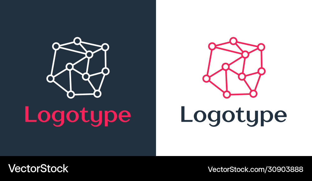 Logotype line neural network icon isolated Logotype line neural network icon isolated vector image
