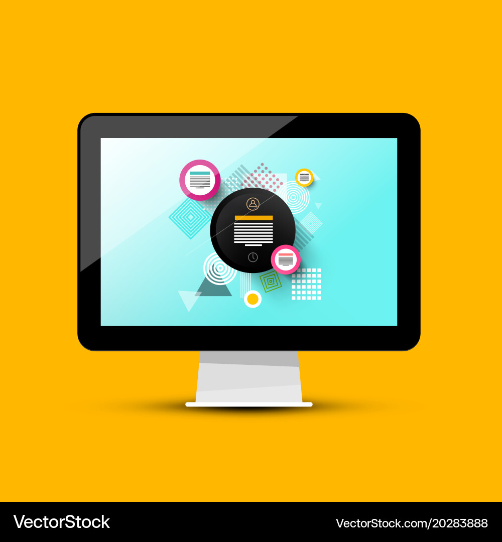 Modern web design on computer screen 3d pc vector image