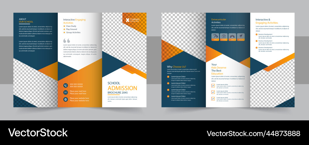 School admission trifold brochure design template vector image