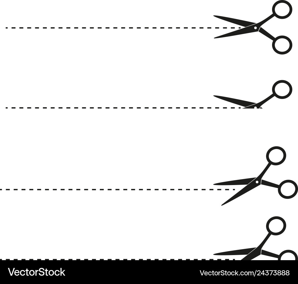 Scissors with cut lines set different on white Scissors with cut lines set different on white vector image