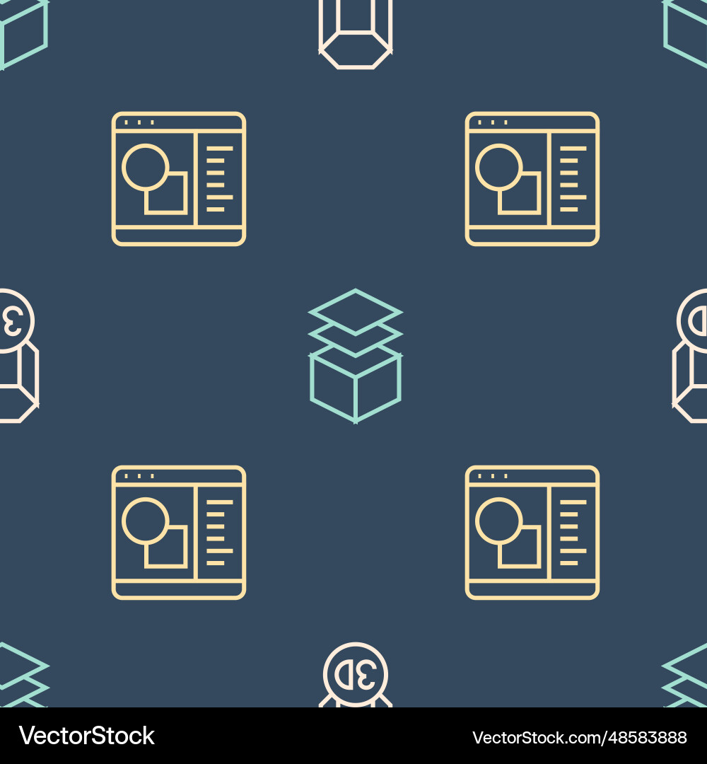 Set line 3d printer software and layers Set line 3d printer software and layers vector image