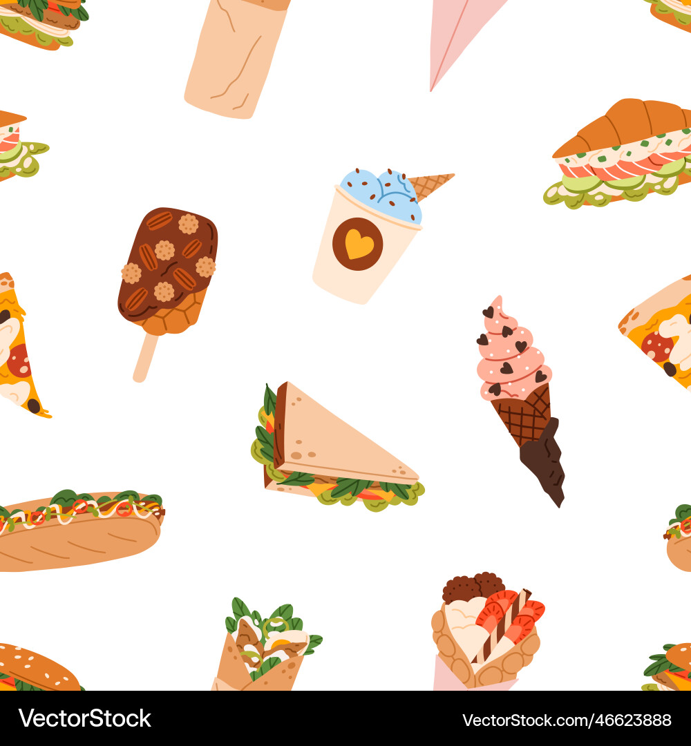 Street Fast Food nahtlose Musterentnahme Street Fast Food nahtlose Musterentnahme vektorbild