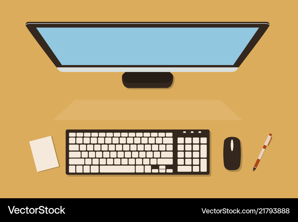 Top view of computer screen with keyboard Top view of computer screen with keyboard vector image