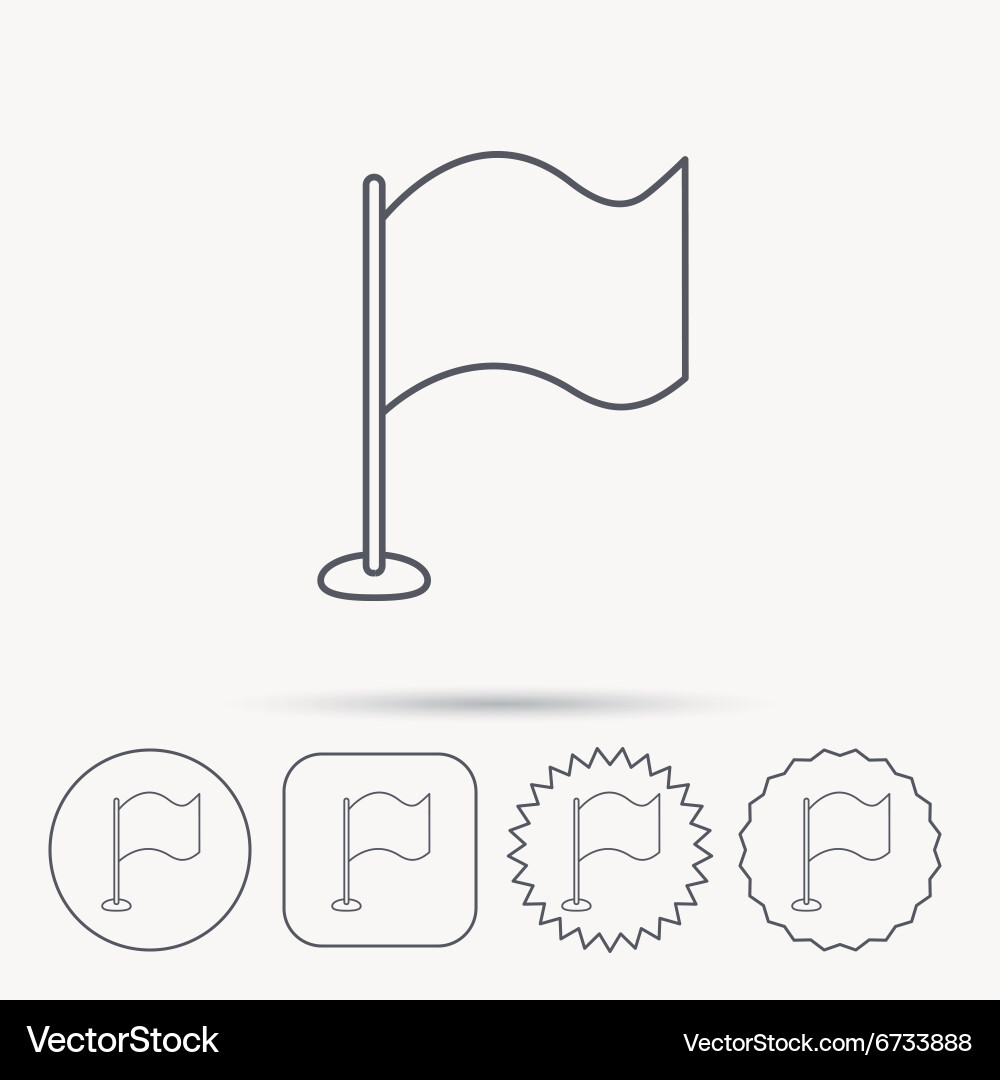 Waving flag icon location pointer sign vector image