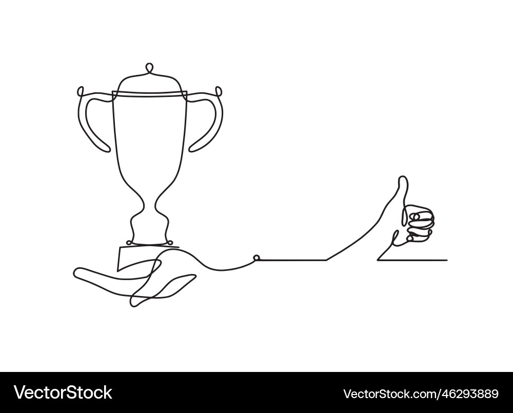 Abstract cup with hand as continuous lines vector image