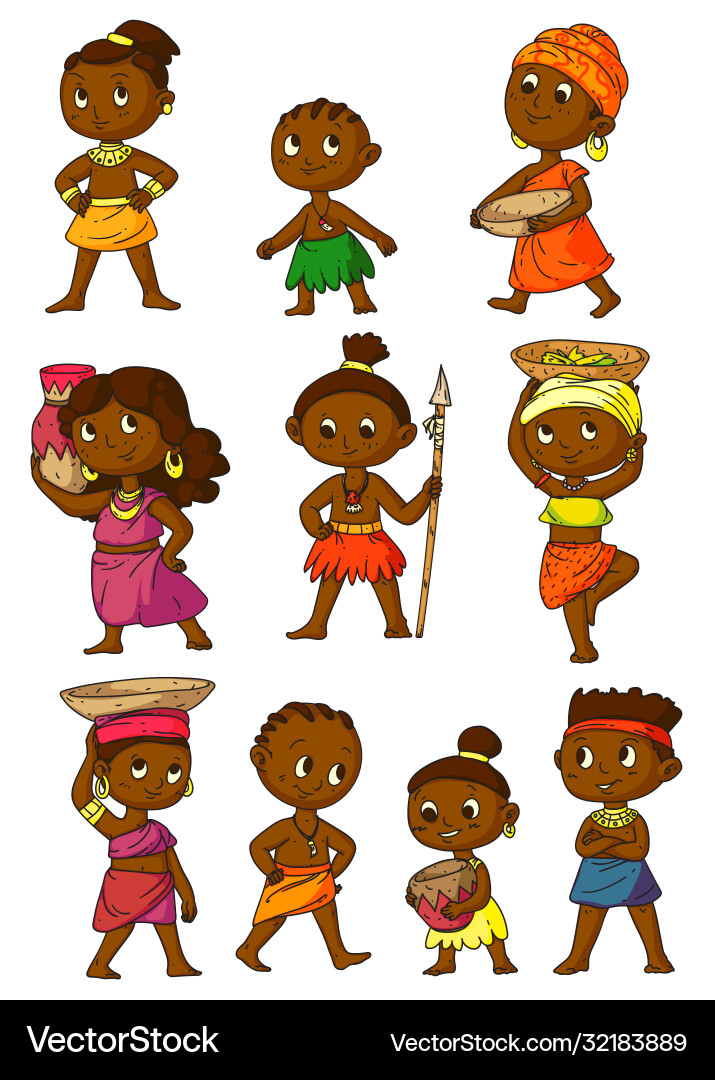 African people set isolated on white background African people set isolated on white background vector image