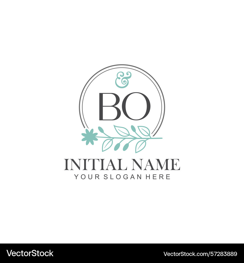 Bo initial logo templates with botanical elements Bo initial logo templates with botanical elements Vector Image