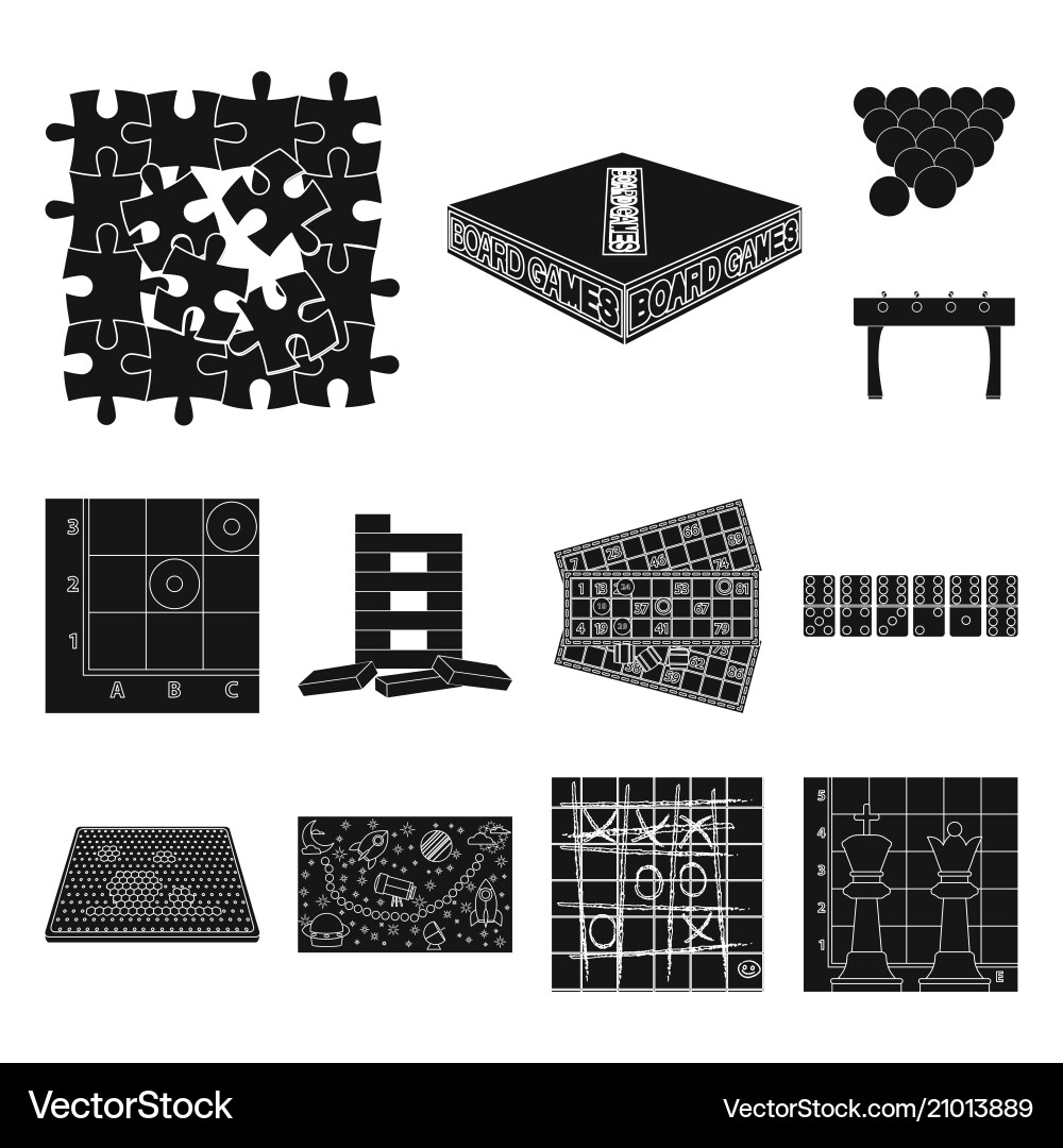 Board game black icons in set collection Board game black icons in set collection vector image