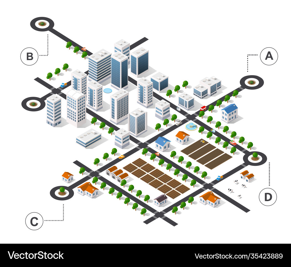 City isometric infographics there are diagram City isometric infographics there are diagram vector image