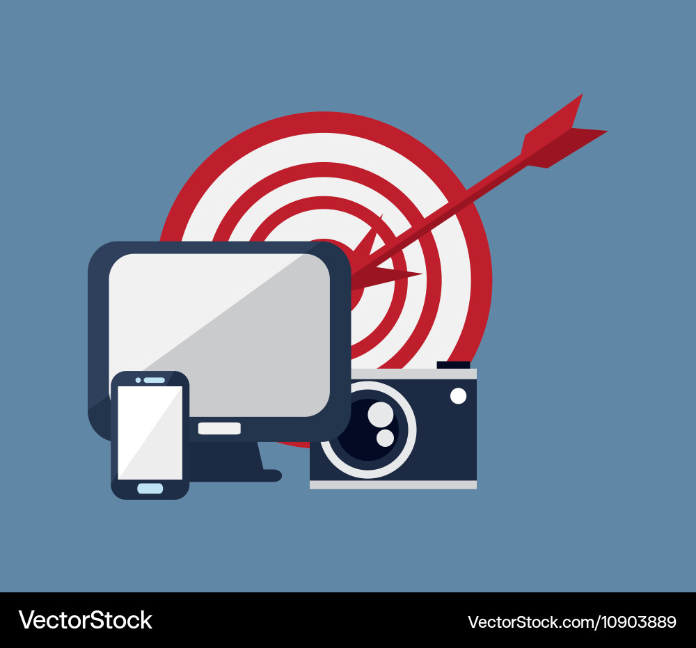 Computer with icons image vector image