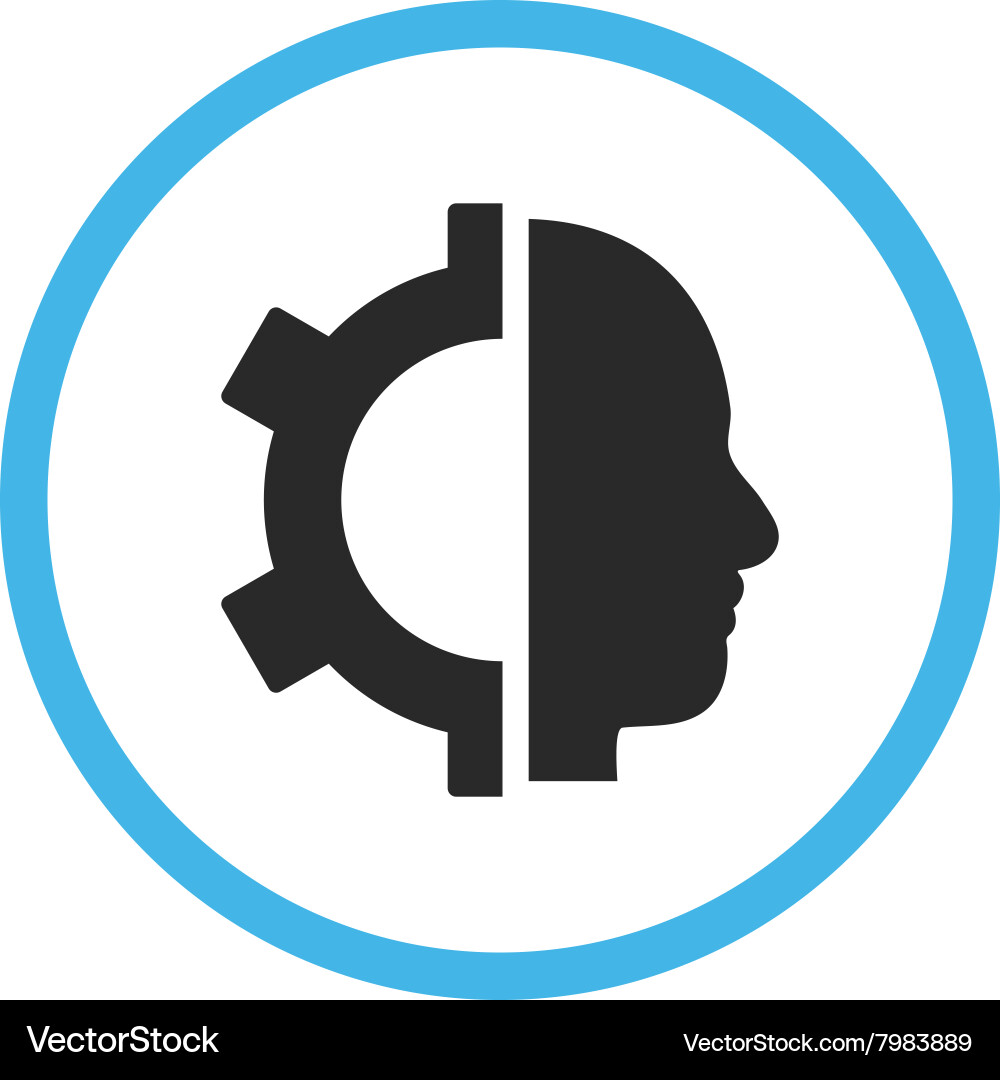 Cyborg gear flat rounded icon – Royalty-Free Vector | VectorStock