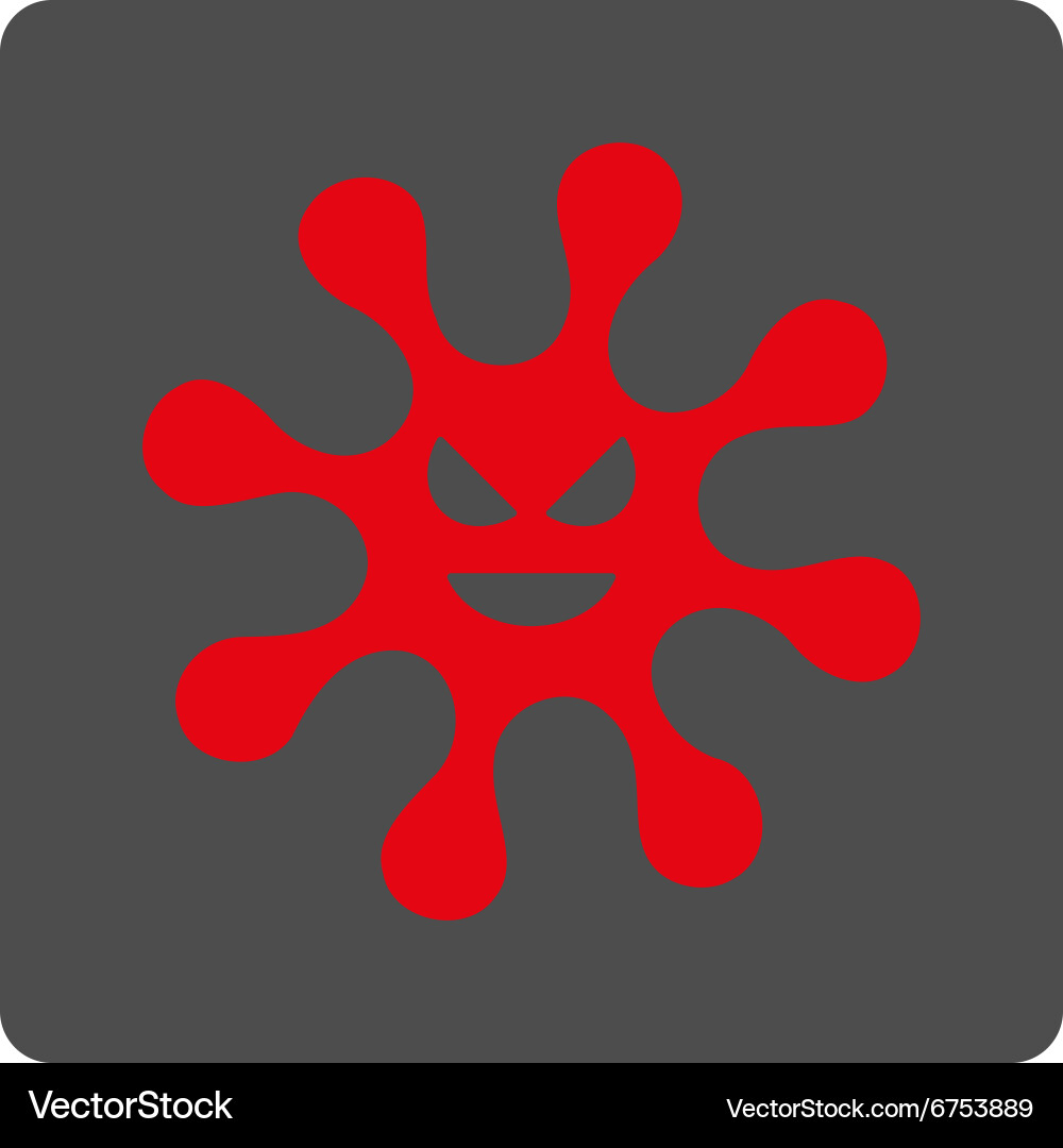 Evil microbe rounded square button Vector Image