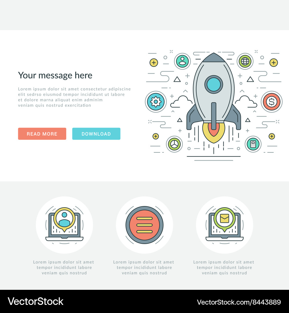 Flat line business concept web site header vector image