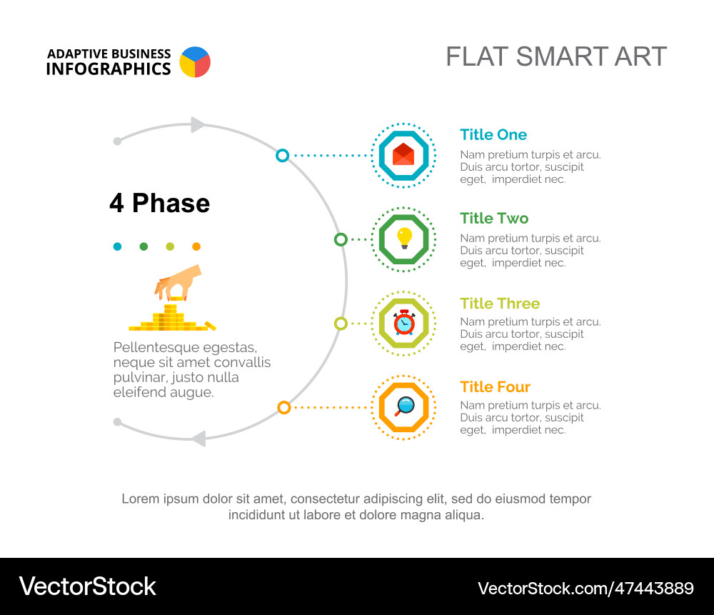 Four phases chart slide template Four phases chart slide template vector image