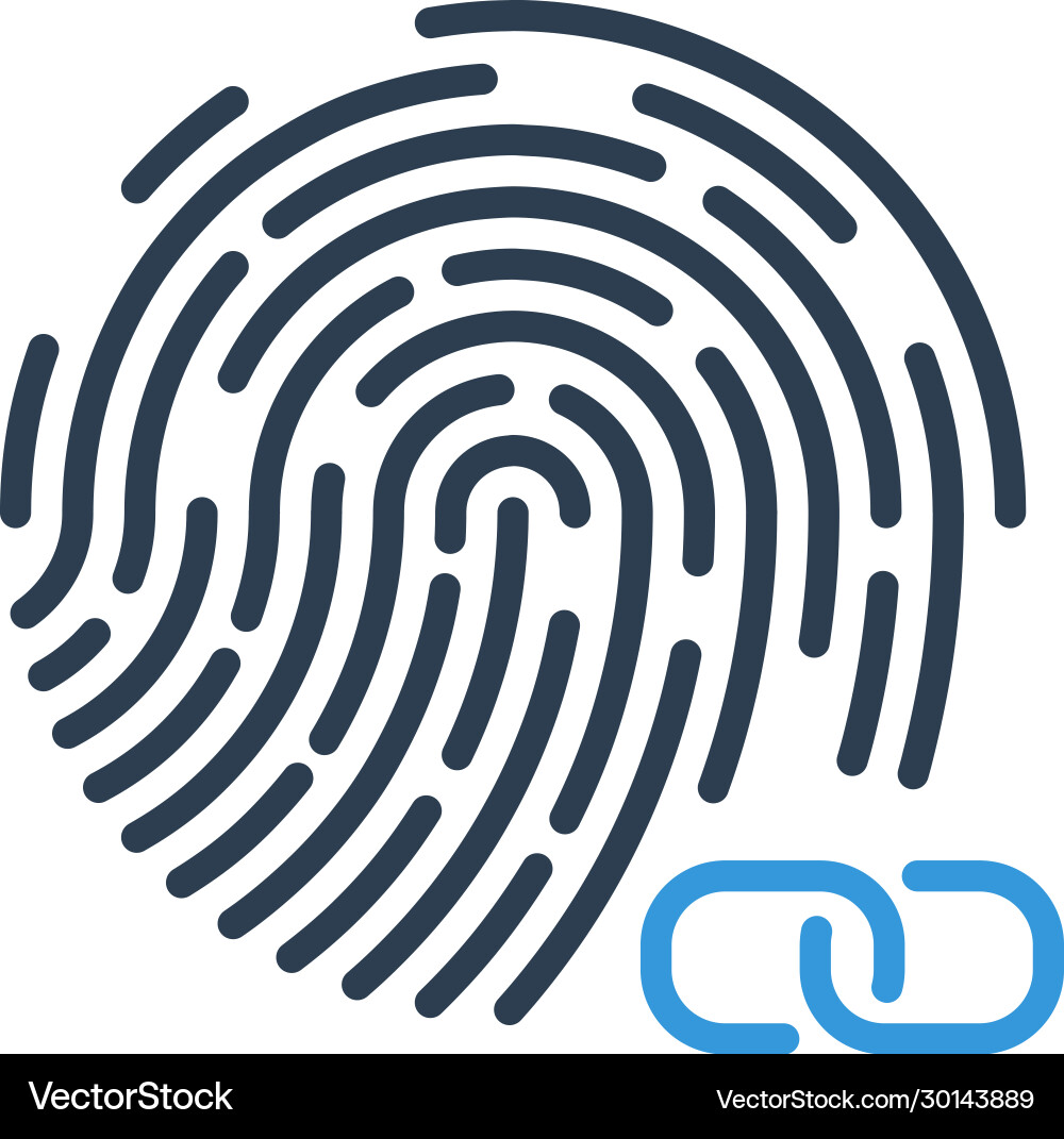 Hyperlink chain symbol link fingerprint security Hyperlink chain symbol link fingerprint security vector image
