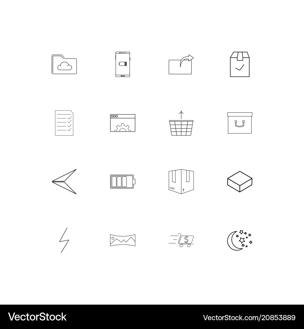 Interface linear thin icons set outlined simple vector image
