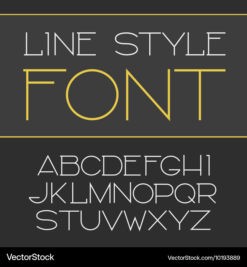 Linear font - simple and minimalistic vector image