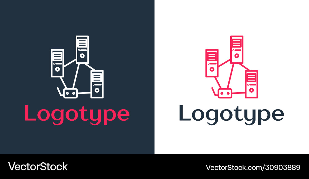 Logotype line computer network icon isolated Logotype line computer network icon isolated Vector Image