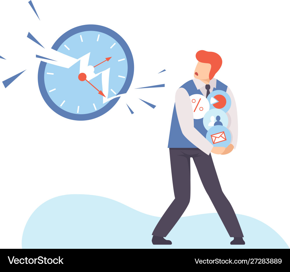 Man Hiding Icons from a Clock vector image