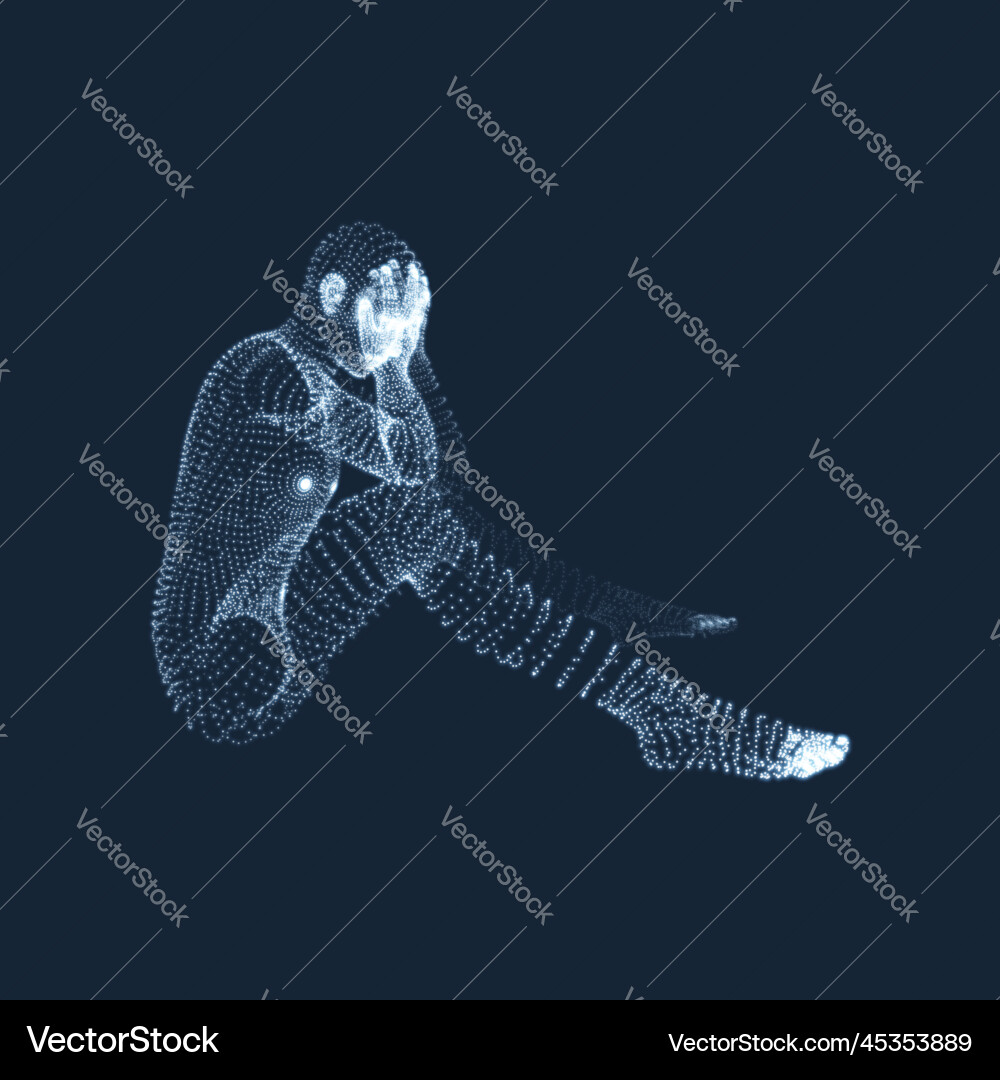 Man in a thinker pose 3d model of business Man in a thinker pose 3d model of business vector image