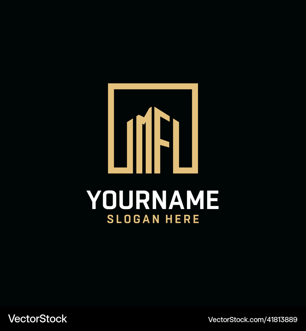 Mf initial monogram logo design with square shape Mf initial monogram logo design with square shape Vector Image