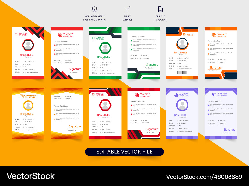 Minimal identity card design collection with red vector image