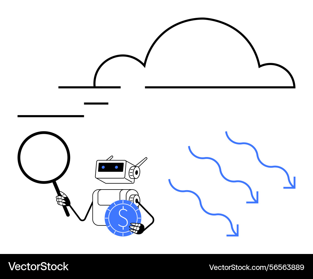 Roboteranalyse Cloud Computing mit Lupe Roboteranalyse Cloud Computing mit Lupe vektorbild