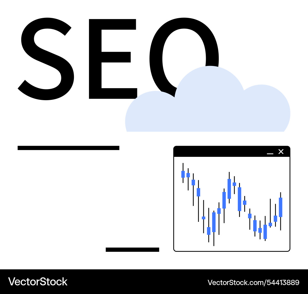 Seo with cloud computing and analytics graph vector image
