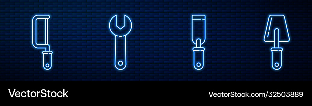 Set line rasp metal file hacksaw wrench spanner Set line rasp metal file hacksaw wrench spanner Vector Image