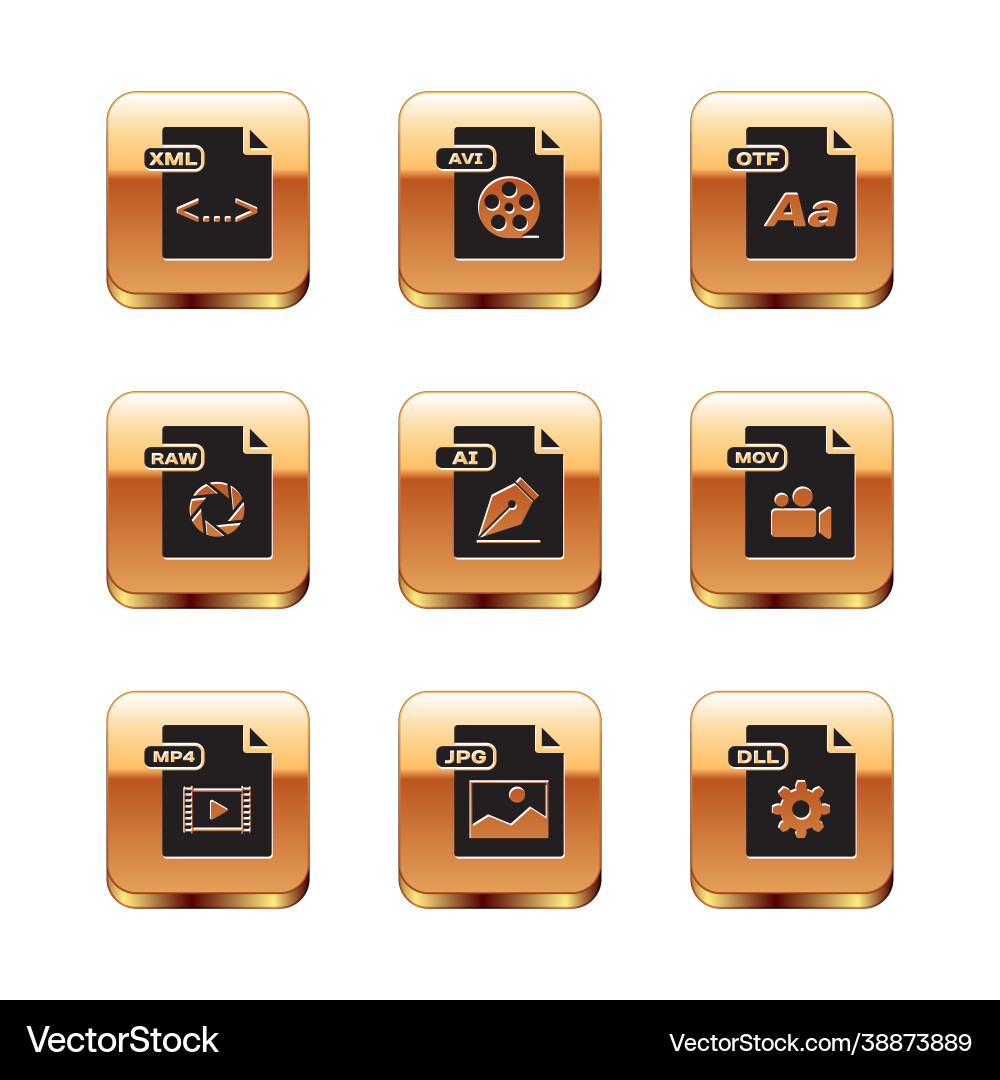Set xml file document mp4 jpg ai raw otf dll Set xml file document mp4 jpg ai raw otf dll vector image