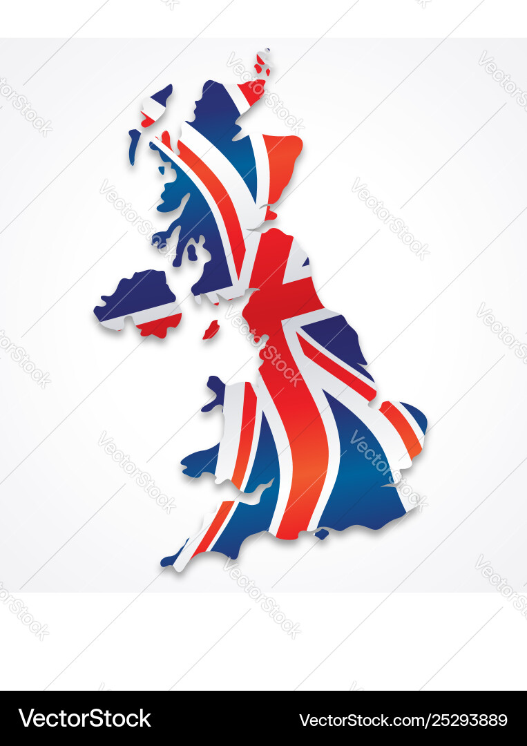 United Kingdom Flag Map Vector Image