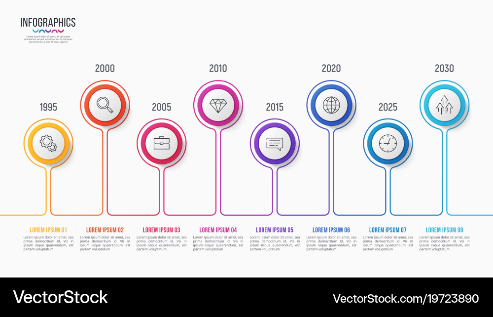 8 Step Timeline Chart - Process Flow vector image
